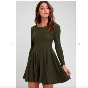 Olive Green Lulus Green Sweater Mini Dress Size Large